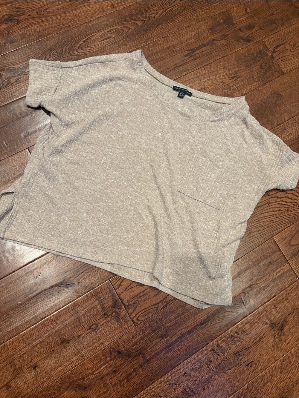 American Eagle Outfitters Light Taupe Boxy Short Sleeve Top